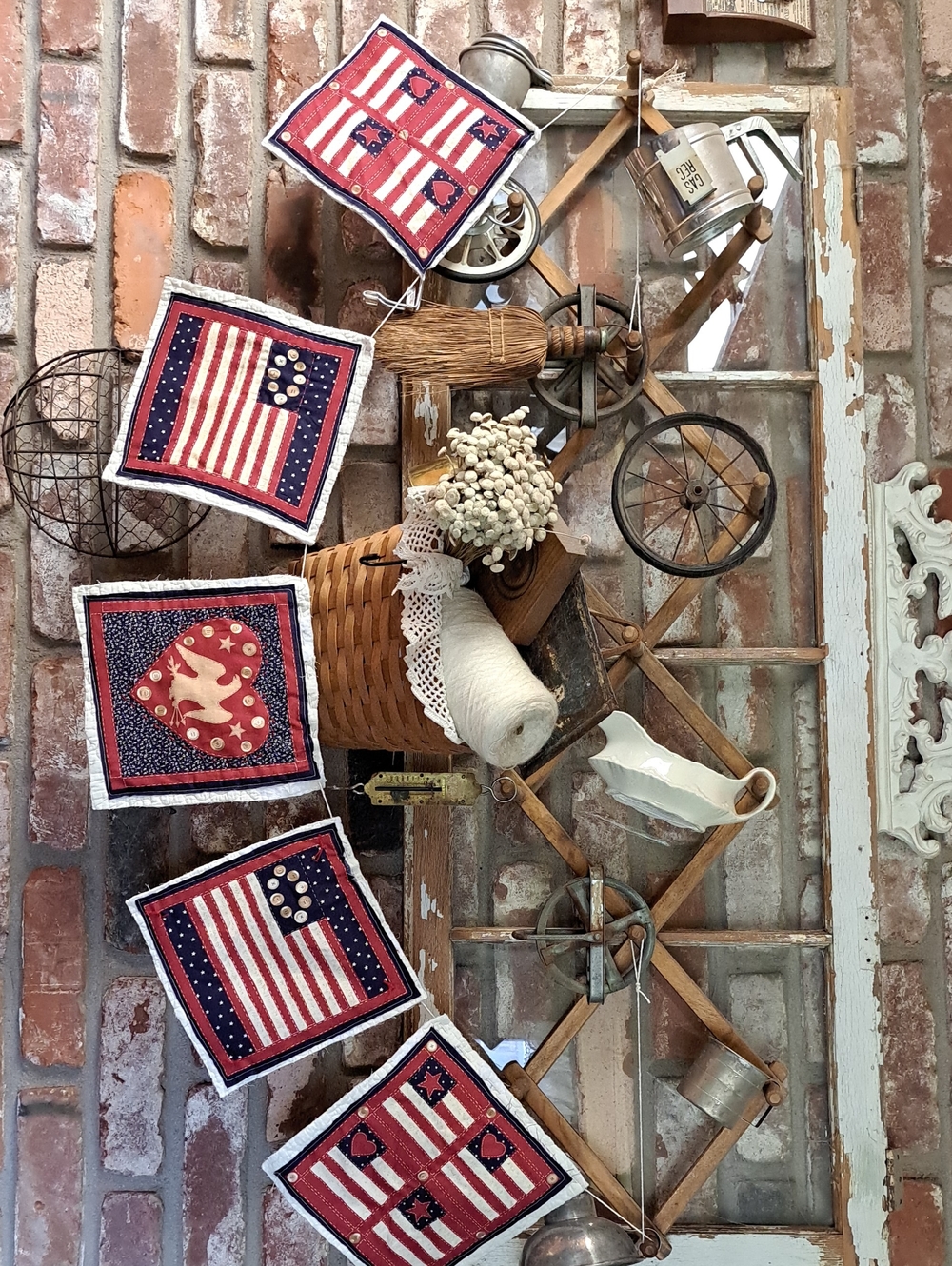 Patriotic Red, White & Blue Quilted Mini Wall Hangings - Set of 5